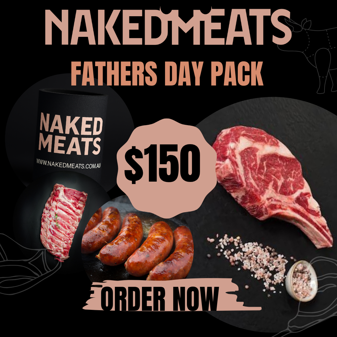 1.5kg Pork Rib
1kg MB4+Black Angus Rib Eye
1kg rindless Bacon
1 Pack Chorizo
1kg Beef Sausages
2kg Chicken Wings
1x Naked Meats Stubbie Holder