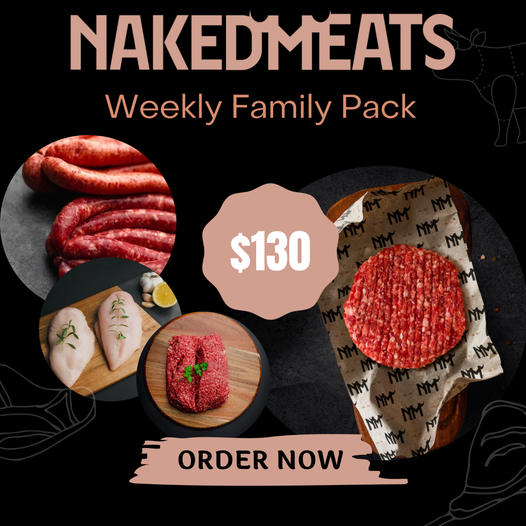 Sliced Tasty Cheese (24 slices)
500g Sliced Ham
500g Sliced danish salami
1kg Chicken breast
1kg Beef mince
1kg Beef sausages
4x Wagyu beef patties
4x Pork cutlets